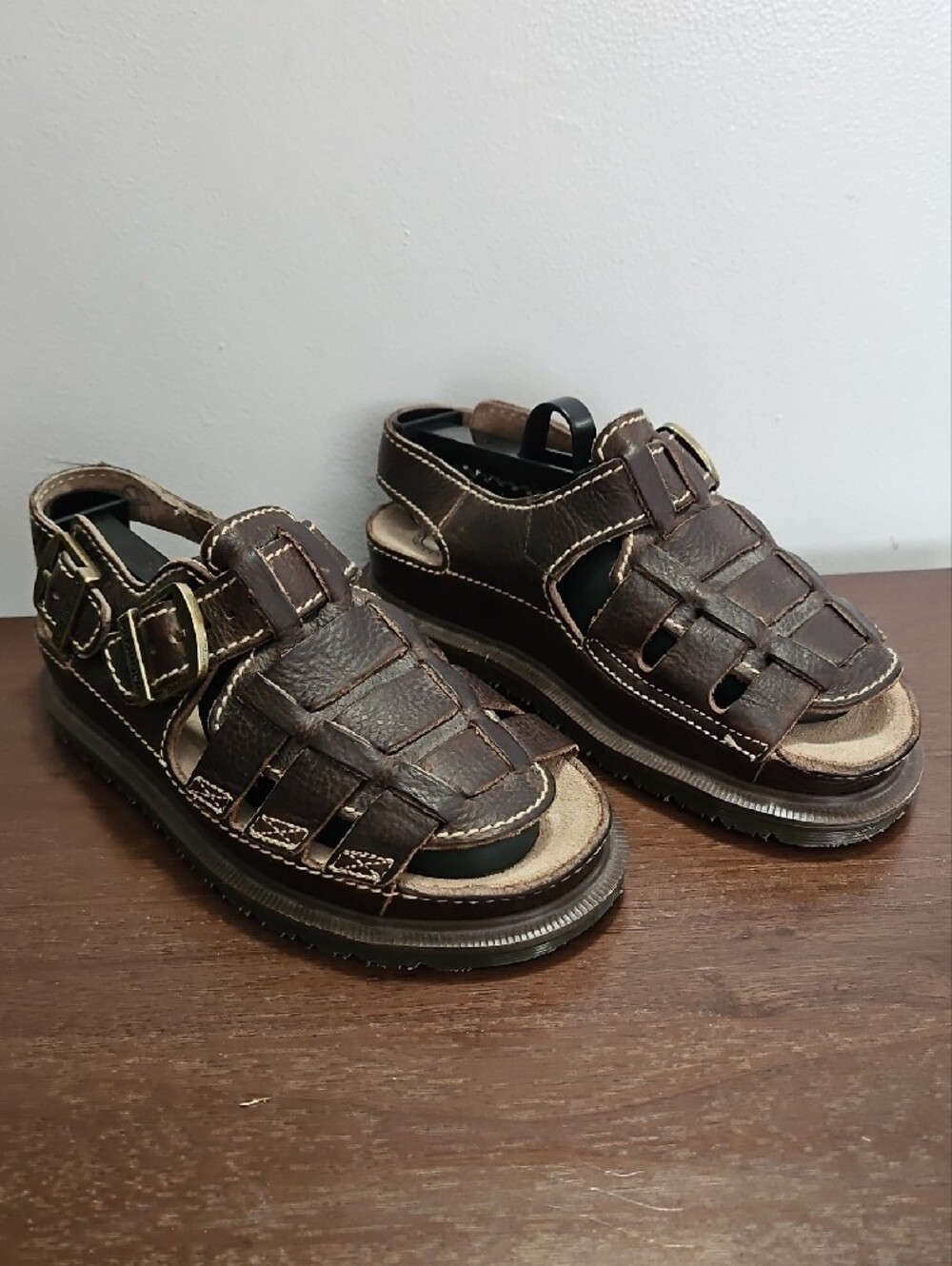 Dr. Martens Brown Leather Fisherman Sandals Chunky Y2K 8092 Sz7 Made In England